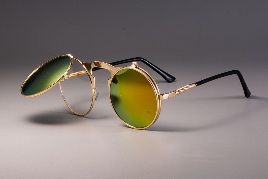 Vintage Round Flip Up Sunglasses For Men And Women-SunglassesCraft