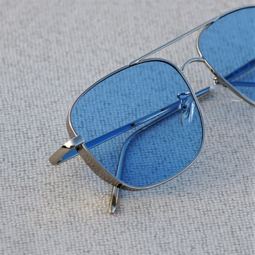 Rectangular Square Silver Blue Sunglasses For Men And Women-SunglassesCraft