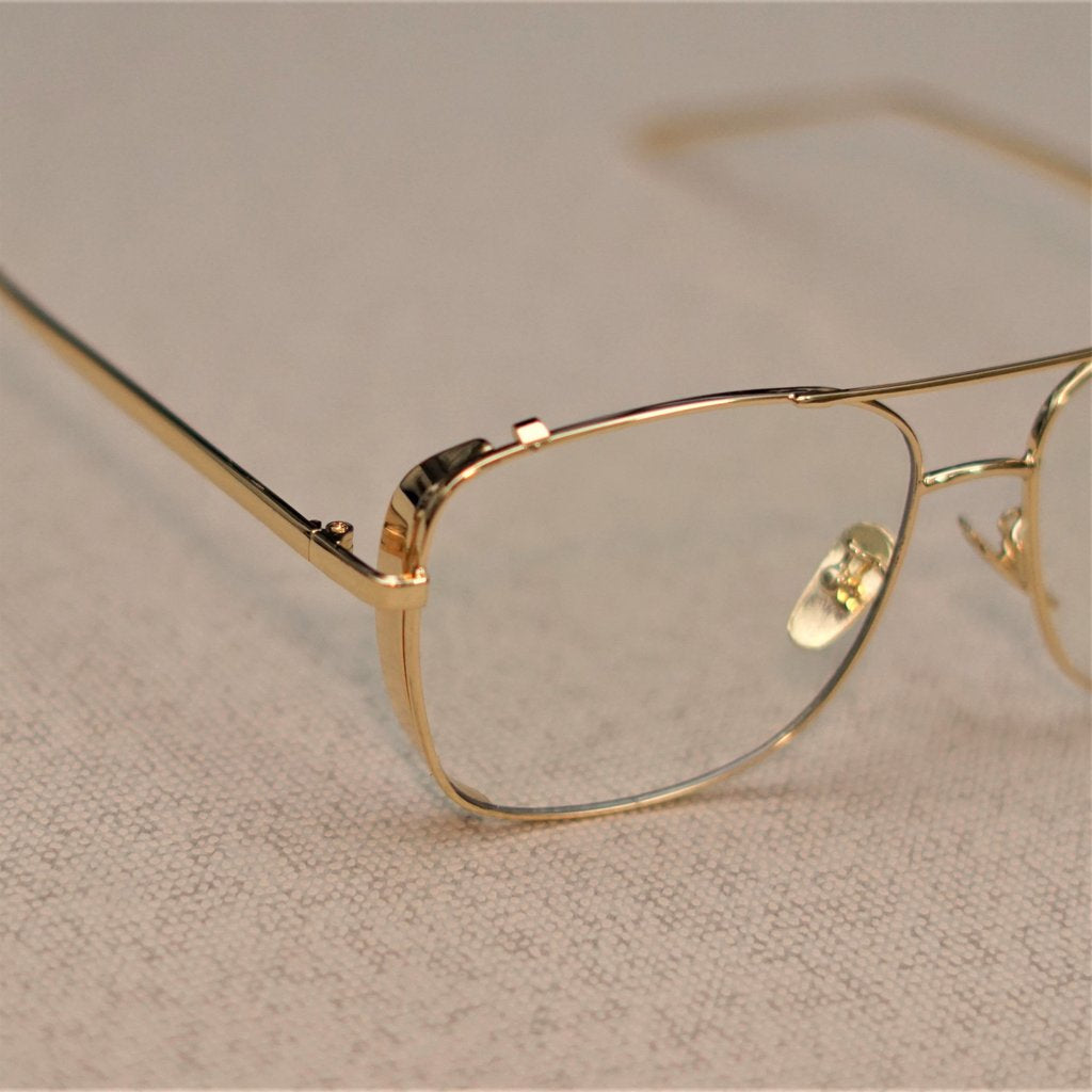 Square Gold Mens Gold Clear Glasses Titan Eye+