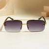 Classic Retro Semi-Rimless Square Sunglasses For Unisex-SunglassesCraft