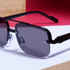 Classic Retro Semi-Rimless Square Sunglasses For Unisex-SunglassesCraft