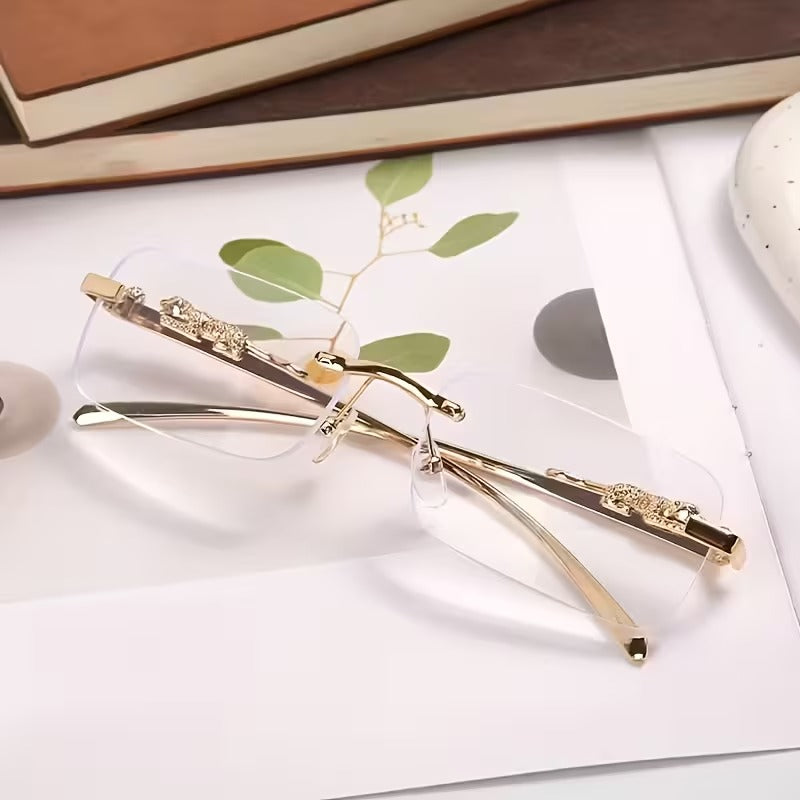 Luxury Rimless Square Glasses with Golden Metal Detailing – SunglassesCraft