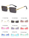 Rimless Rectangle Mirror Lens Eyewear For Unisex-SunglassesCraft