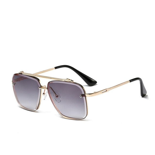 Black Hipster Acetate Square Gradient Sunglasses with Blue Sunwear Lenses