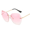 Stylish Hexagon Rim Less Transparent Sunglasses For Women-SunglassesCraft