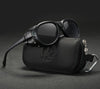 Luxury Steampunk Soft Leather Shield Pilot Sunglasses For Men And Women-SunglassesCraft