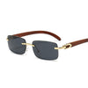 Rimless Fashion Wood Grain Frame Sunglasses For Unisex-SunglassesCraft