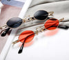 Brand Designer Metal Frame Fashion Small Oval steampunk Sunglasses For Men And Women-SunglassesCraft