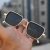 Black and Gold Retro Square Sunglasses For Men And Women-SunglassesCraft