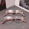 Wooden Temple Rimless Eyeglasses For Men And Women- SunglassesCraft