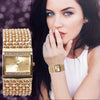Trendy Gold Stainless Steel Diamond Bracelet Quartz Analog Wrist Watch For Women - SunglassesCraft