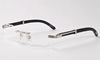 Retro Rimless Square Frame With Natural Wood Side Leg Eyewear For Unisex