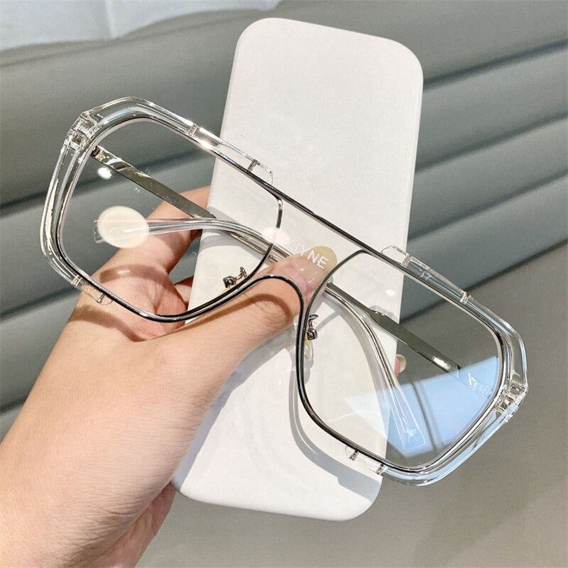 For Men Oversized Clear Lens Glasses Moda Retro Oversized Clear