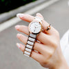 Lady Luxury Business Diamond Rose Golden White Ceramic Strap Watch For Women -SunglassesCraft
