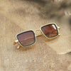Stylish Square Gold And Brown Retro Sunglasses For Men And Women-SunglassesCraft