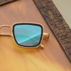 Stylish Aqua Blue And Gold Retro Sunglasses For Men And Women-SunglassesCraft