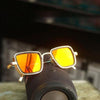 Stylish Square Orange Mercury And Gold Retro Sunglasses For Men And Women-SunglassesCraft