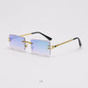 Rimless Rectangle Mirror Lens Eyewear For Unisex-SunglassesCraft