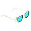 Aqua Blue And Silver Retro Square Sunglasses For Men And Women-SunglassesCraft