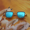Stylish Aqua Blue And Gold Retro Sunglasses For Men And Women-SunglassesCraft