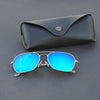 Raees Gold And Aqua Mercury Square Sunglasses For Men And Women-SunglassesCraft