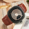 New Trendy Square Black Dial Brown Belt Watch For Men- SunglassesCraft