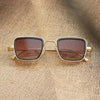 Stylish Square Gold And Brown Retro Sunglasses For Men And Women-SunglassesCraft