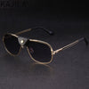 2021 Trendy Vintage High Quality Leather Middle Beam Metal Sunglasses For Men And Women-SunglassesCraft