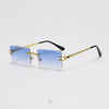Rimless Rectangle Mirror Lens Eyewear For Unisex-SunglassesCraft