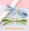 Alloy Steampunk Vintage Small Rimless Shades Ocean Lens Rectangle Sunglasses-SunglassesCraft