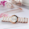 Lady Luxury Business Diamond Rose Golden White Ceramic Strap Watch For Women -SunglassesCraft