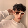 2021 Cool Vintage Side Leather Cap Oversized Round Sunglasses For Men And Women-SunglassesCraft