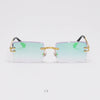 Rimless Rectangle Mirror Lens Eyewear For Unisex-SunglassesCraft