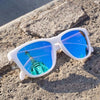 Unisex White Frame Blue Lens Mirror Oculos Sunglasses For Men And Women-SunglassesCraft