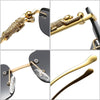 Fashion Rimless Rectangle Retro Cheetah Decoration Clear Ocean Lens Eyewear For Men And Women-SunglassesCraft