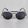 Metal Side Cap Vintage Round Black Sunglasses For Men And Women-SunglassesCraft