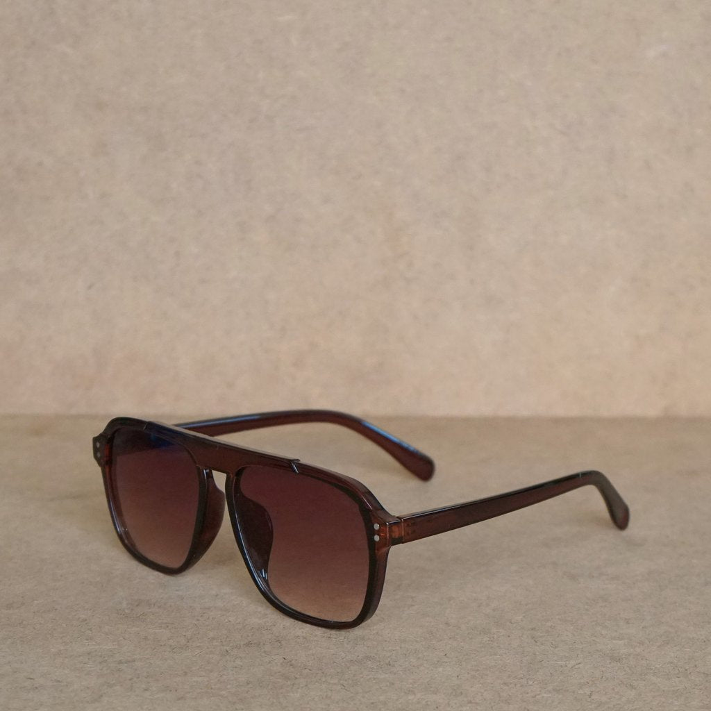 Iris Square Sunglasses | Matte Gold & Sharp Brown Gradient | DIFF Eyewear