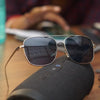 Rectangular Square Silver Black Sunglasses For Men And Women-SunglassesCraft