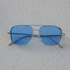 Rectangular Square Silver Blue Sunglasses For Men And Women-SunglassesCraft