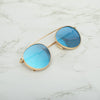 Retro Round Gold Aqua Blue Sunglasses For Men And Women-SunglassesCraft