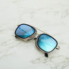 Square Aqua Blue And Silver Sunglasses For Men And Women-SunglassesCraft