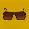 Rectangle Brown And Gold Sunglasses For Men And Women-SunglassesCraft