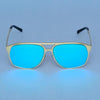 Rectangle Aqua Blue And Gold Sunglasses For Men And Women-SunglassesCraft