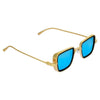 Aqua Blue And Gold Retro Square Sunglasses For Men And Women-SunglassesCraft