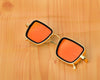 Orange And Gold Retro Square Sunglasses For Men And Women-SunglassesCraft