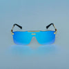 Rectangle Aqua Sky And Gold Sunglasses For Men And Women-SunglassesCraft