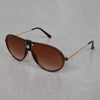 Aviator Shape Gold Brown Vintage Sunglasses For Men And Women-SunglassesCraft