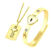 A Couple Lovers Jewelry Love Heart Lock Bracelet Stainless Steel Bracelets Bangles Key Pendant Necklace