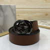 Two Tone Metal Round GG Leather Strap Belt-SunglassesCraft