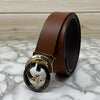 Two Tone Metal Round GG Leather Strap Belt-SunglassesCraft